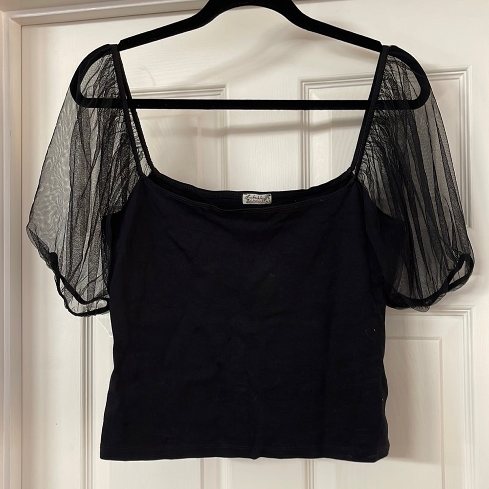 Intimately Free People Mesh Sleeve Top